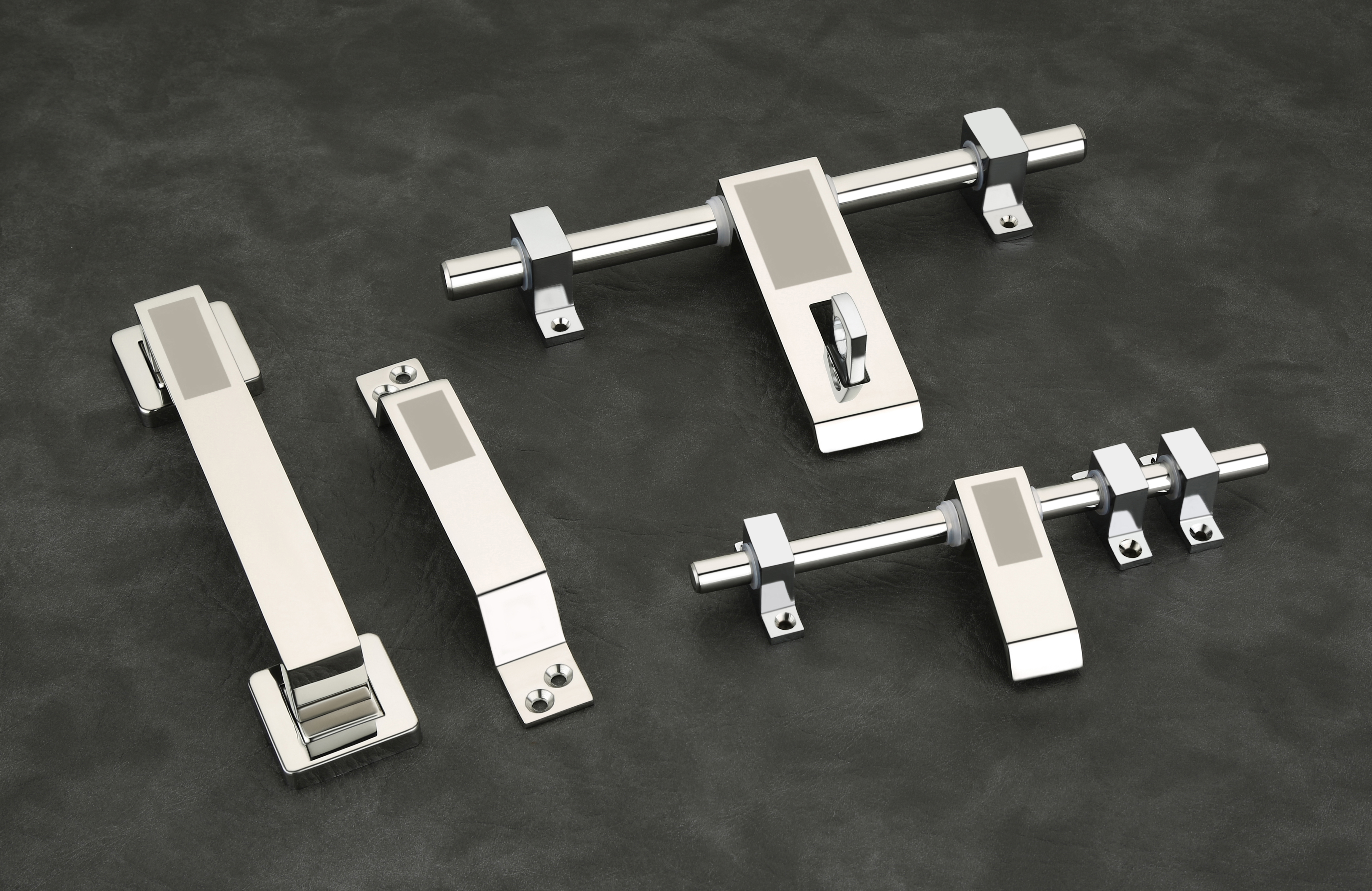 Stainless Steel Rectangular Laser Design Bolt & Handle Set